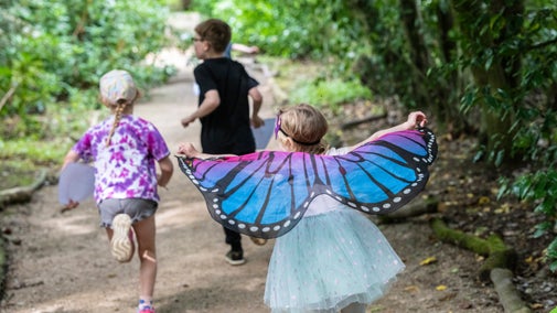 Children enjoying the Water Wonders Trail at Hare Hill
